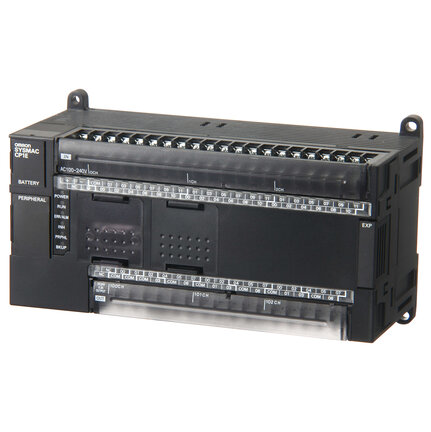 PLC, zasilanie 24 VDC, 36 x wejścia 24 VDC, 24 x wyjścia PNP 0,3 A, 8 tys. kroków programu + 8 tys. słów pamięci danych, port RS-232C (CP1E-N60DT1-D) - Omron