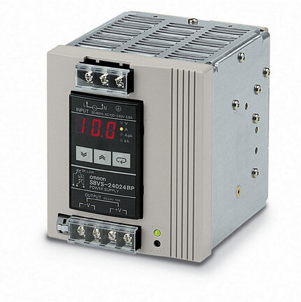 Zasilacz, 240 W, wejście 100-240 VAC, wyjście 24 VDC, 10 A, montaż na szynie DIN, wyświetlacz cyfrowy z funkcją napięcia i prądu pracy (S8VS-24024BP) - Omron