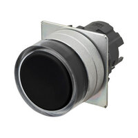 Przycisk A22NZ o średnicy 22 mm, ramka ze szczotkowanego metalu, pełna osłona, naprzemiennie, kolor pokrywy nieprzezroczysty czarny (A22NZ-MGA-NBA) - Omron