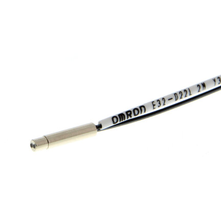 Głowica czujnika światłowodowego, detekcja rozproszona, dalekiego zasięgu, cylindryczna osiowa, średnica 3 mm, włókno R10, kabel 2 m (E32-D22L 2M) - Omron