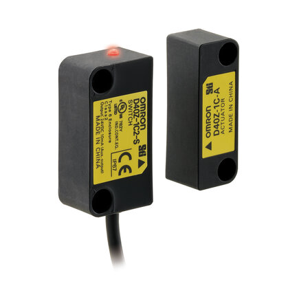 Bezdotykowy wyłącznik drzwiowy, kompaktowy czujnik, wskaźnik LED, 1NO aux, wymaga kontrolera G9SX-NS lub G9SP dla kategorii 4/PLe, 2 m (D40Z-1C2) - Omron