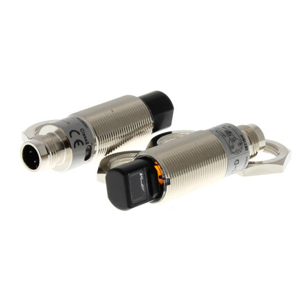 Czujnik optyczny zaporowy, gwint M18, promieniowy, metalowy, czerwona dioda LED, przelotowy, 15 m, PNP, Light-ON/Dark-ON, złącze M12 (E3RB-TP21) - Omron