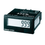 Tachometr, 1/32DIN (48 x 24 mm), z własnym zasilaniem, LCD, 4-cyfrowy, 1/60ppr, wejście VDC, czarna obudowa (H7ER-NV-B) - Omron