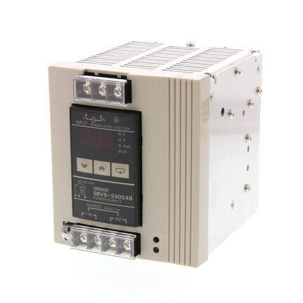 Zasilacz, 240 W, wejście 100 do 240 VAC, wyjście 24VDC 10 A, montaż na szynie DIN, cyfrowy wyświetlacz z napięciem i prądem pracy (S8VS-24024B) - Omron