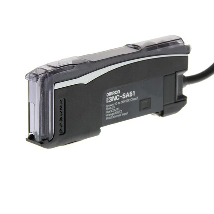 Czujnik fotoelektryczny, CMOS Wzmacniacz laserowy, inteligentne strojenie, PNP, podwójne wyjście, wejście zewnętrzne, kabel 2 m (E3NC-SA51 2M) - Omron