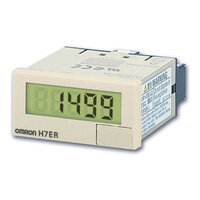 Tachometr, DIN 48x24 mm, z własnym zasilaniem, LCD, 5-cyfrowy, 1/60 ppr, wejście VDC, szara obudowa (H7ER-NV1) - Omron