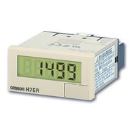 Tachometr, 1/32DIN (48 x 24 mm), z własnym zasilaniem, LCD z podświetleniem, 4-cyfrowy, 1/60ppr, wejście VDC, szara obudowa (H7ER-NV-H) - Omron