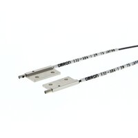 Głowica czujnika optycznego zaporowego, przelotowa, kwadratowa, średnica 2 mm, widok z boku, włókno elastyczne R1, kabel 2 m (E32-A04-1 2M) - Omron