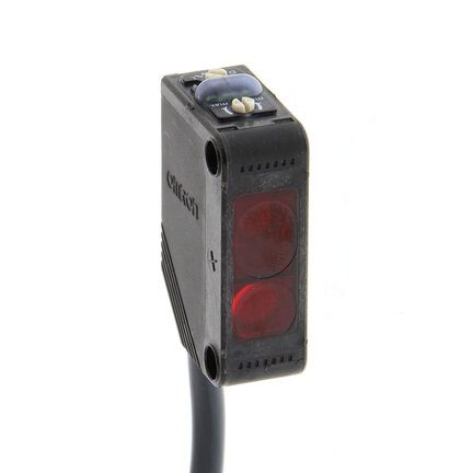 Czujnik fotoelektryczny, prostokątna obudowa, czerwona dioda LED, tłumienie tła, 80 mm, NPN, Light-ON/Dark-ON, kabel 2 m (E3Z-LS63 2M) - Omron