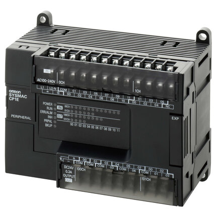 PLC, zasilanie 100-240 VAC, 18 x wejścia 24 VDC, 12 x wyjścia przekaźnikowe 2 A, program 2K kroków + pamięć danych 2K słów (CP1E-E30SDR-A) - Omron
