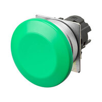 Przycisk A22NZ śr. 22, ramka ze szczotkowanego metalu, MUSHROOM, Alternate, CAP COLOR Opaque GREEN (A22NZ-MMA-NGA) - Omron
