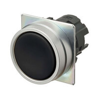 Przycisk A22NZ o średnicy 22 mm, ramka ze szczotkowanego metalu, płaski, chwilowy, kolor pokrywy czarny nieprzezroczysty (A22NZ-MNM-NBA) - Omron