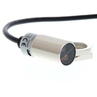 Czujnik fotoelektryczny, gwint M18, metalowy, czerwona dioda LED, tłumienie tła, 200 mm, PNP, Light-ON/Dark-ON, kabel 2 m (E3FB-LP12 2M) - Omron