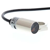 Czujnik fotoelektryczny, gwint M18, metalowy, czerwona dioda LED, tłumienie tła, 100 mm, PNP, Light-ON/Dark-ON, kabel 2 m (E3FB-LP11 2M) - Omron