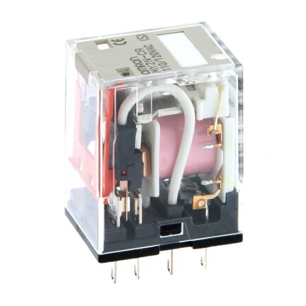 Przekaźnik, Wtyczka, 8-stykowy, DPDT, 10 A, wskaźniki mechaniczne i LED, tłumik cewki, możliwość etykietowania (MY2N-CR 220/240VAC (S)) - Omron