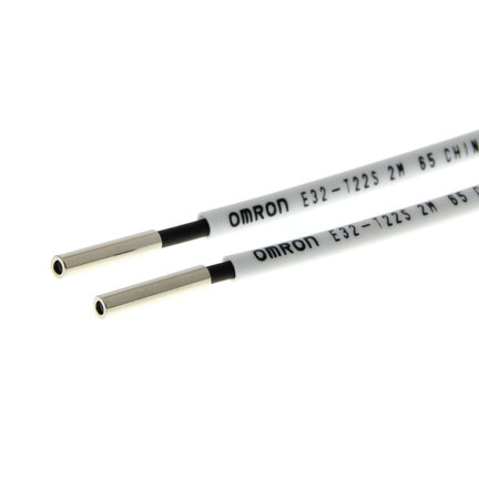 Głowica czujnika optycznego zaporowego, przelotowa, cylindryczna osiowa, średnica 3 mm, włókno R10, kabel 2 m (E32-T22S 2M) - Omron
