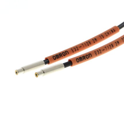 Głowica czujnika optycznego zaporowego, przelotowa, cylindryczna osiowa, średnica 3 mm, włókno elastyczne R1, kabel 2 m (E32-T12R 2M) - Omron