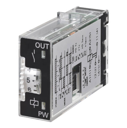 Element czasowy, Wtyczka, 5-pin, wielofunkcyjny, 0.1m-10h, SPDT, 3 A, zasilanie 24 VDC, czarny, górna strona cewki (H3RN-11-B 24VDC) - Omron