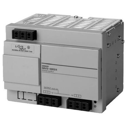 Zasilacz, 480 W, wejście 100-240 VAC, wyjście 24 VDC, 20 A, montaż na szynie DIN, model podstawowy (S8VS-48024) - Omron