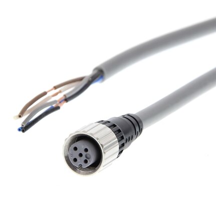 Kabel czujnika, Gniazdo wtykowe M12 proste (żeńskie), 5-biegunowe, kodowane A, standardowy kabel PVC, IP67, 2 m (XS2F-D521-DG0-A) - Omron