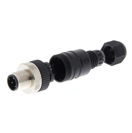 Łącznik wtykowy, wtyk prosty M12 (męski), 4-biegunowy, połączenie śrubowe, do kabli o średnicy 3,0-6,5 mm (Y92E-MM12PVC4Sconf-L) - Omron