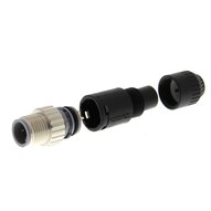 Łącznik wtykowy, wtyczka prosta M12 (męska), 4-biegunowy, kod A, połączenie lutowane, do kabli o średnicy 5-6 mm (XS2G-D421) - Omron
