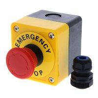 Wyłącznik awaryjny, 24 VAC/DC, średnica 40 mm, pchający/obrotowy reset, SPST-NO + SPST-NC, w skrzynce sterowniczej (A22E-M-11B) - Omron