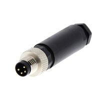 Łącznik wtykowy, wtyk prosty M8 (męski), 4-biegunowy, połączenie śrubowe, do kabli o średnicy 3,5-5 mm (Y92E-MM08PVC4Sconf-L) - Omron
