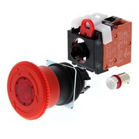 Wyłącznik awaryjny, podświetlany 24 VAC/DC, śr. 40 mm, pchający/wyłączający, SPST-NC, IP65 (A22EL-M-24A-01) - Omron