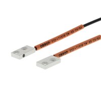 Głowica czujnika optycznego zaporowego, przelotowa, kwadratowa, widok z boku, światłowód R25, kabel 2 m (E32-T15Y 2M) - Omron