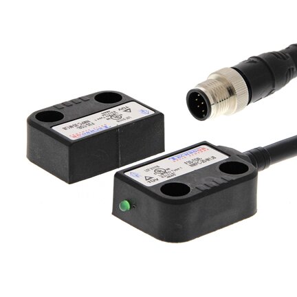 Bezdotykowy wyłącznik drzwiowy, miniaturowy, kodowany, złącze M12, tworzywo sztuczne, 2 styki NC+1 NO (F3S-TGR-NMPC-21-M1J8) - Omron