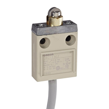 Kompaktowy, zamknięty wyłącznik krańcowy, trzpień rolkowy, 5 A 250 VAC, 4 A 30 VDC, 5 m przewód olejoodporny VCTF (D4C-1302) - Omron