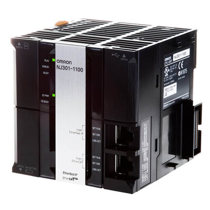 Procesor Sysmac NJ3, 5 MB pamięci, wbudowany EtherCAT (4 osie serwo, łącznie 192 węzły EtherCAT) i EtherNet/IP (NJ301-1100) - Omron