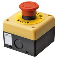 E-Stop, pchający, 1NC, głowica o średnicy 40 Średni Turn-reset. ze zintegrowaną skrzynką kontrolną (A22NE-M-P002-N-B) - Omron