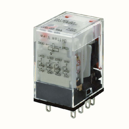 Przekaźnik, Wtyczka, 14-stykowy, 4PDT, 6 A, wskaźnik mechaniczny, 24 VDC (MY4-GS 24VDC) - Omron