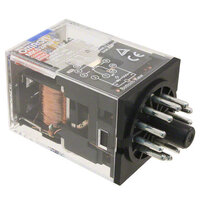 Przekaźnik, Wtyczka, 11-stykowy, 3PDT, 10 A, wskaźnik mech. i LED, przycisk testowy, tłumienie cewki (MKS3PIN-D-5 24VDC) - Omron