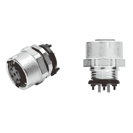 Gniazdo wtykowe SmartClick M12, 4-biegunowe, do montażu panelowego, z tylną blokadą, z terminalami DIP (XS5P-T426-1) - Omron