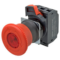 Wyłącznik awaryjny, pchający, podświetlany 24 VAC/DC, średnica 40 mm, blokada obrotu/reset, 2NC (A22NE-M-P202-C) - Omron