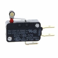 Miniaturowy wyłącznik podstawowy, krótki zawias Dźwignia z rolką, 16 A, SPDT, szybkozłączne terminale (D3V-165-1C5) - Omron