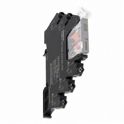 Przekaźnik wąski 6 mm z Gniazdem, SPDT, 6 A, Zaciski śrubowe, 24 VDC (G2RV-ST700 24VDC) - Omron