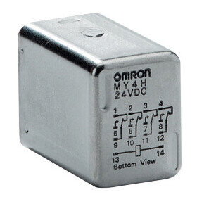 Przekaźnik hermetyczny, Zaślepka, 14-stykowy, 4PDT, 3 A, 110 VAC (MY4H 100/110VDC) - Omron