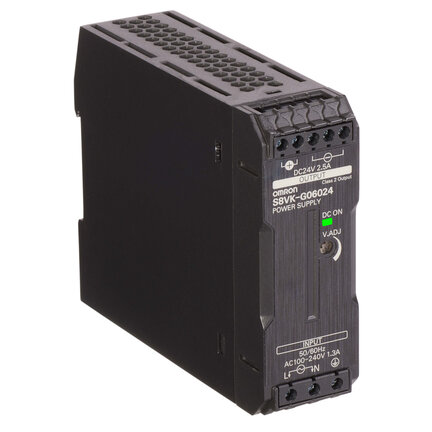 Wersja powlekana, zasilacz typu Book, Pro, 1-fazowy, 60 W, 24 VDC, 2,5 A, montaż na szynie DIN (S8VK-G06024-400) - Omron