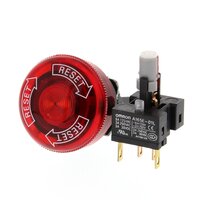 Wyłącznik awaryjny, podświetlany, średnica 30 mm, pchający/obrotowy reset, SPST-NC, 24 VDC (A165E-LS-24D-01) - Omron