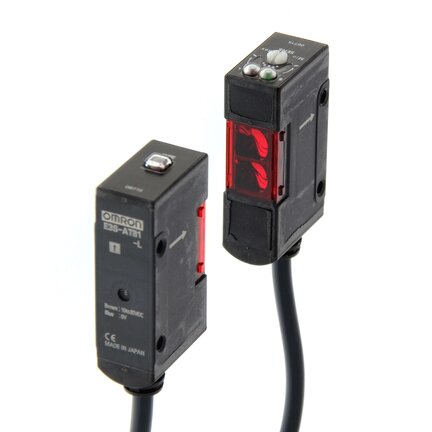 Czujnik optyczny zaporowy, wiązka przelotowa, 7 m, DC, 3-przewodowy, PNP, pionowy, kabel 2 m (E3S-AT81) - Omron
