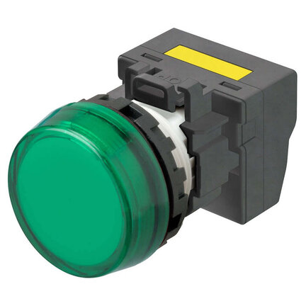 M22N Wskaźnik, plastikowy płaski trawiony, zielony, 220/230/240 V AC, terminal pchający (M22N-BC-TGA-GE-P) - Omron