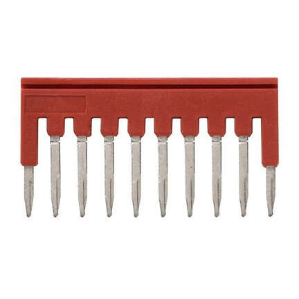 Listwa krótka do zacisków 1 mm2 w modelach pchających plus, 10-biegunowa, kolor czerwony (XW5S-P1.5-10RD) - Omron