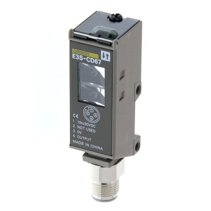 Czujnik fotoelektryczny, rozproszony, 2m, DC, 3-przewodowy, NPN/PNP, pionowy, wtyczka M12 (E3S-CD67) - Omron