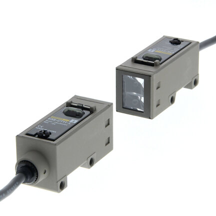 Czujnik optyczny zaporowy, przelotowy, 30 m, DC, 3-przewodowy, NPN/PNP, poziomy, kabel 2 m (E3S-CT11 2M) - Omron