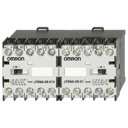 Rewersyjna para z blokadą, 9 A/4 kW + 1B pomocnicze po obu stronach, 230 VAC (J7KNA-09-01R 24D) - Omron