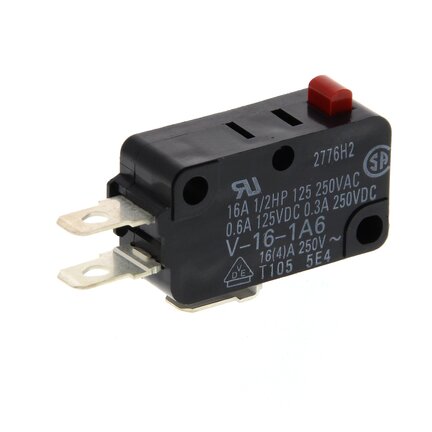 Miniaturowy przełącznik podstawowy, 250 VAC/16 A, trzpień, zaciski lutowane, siła op. 3,92 N (V-16-1A6) - Omron
